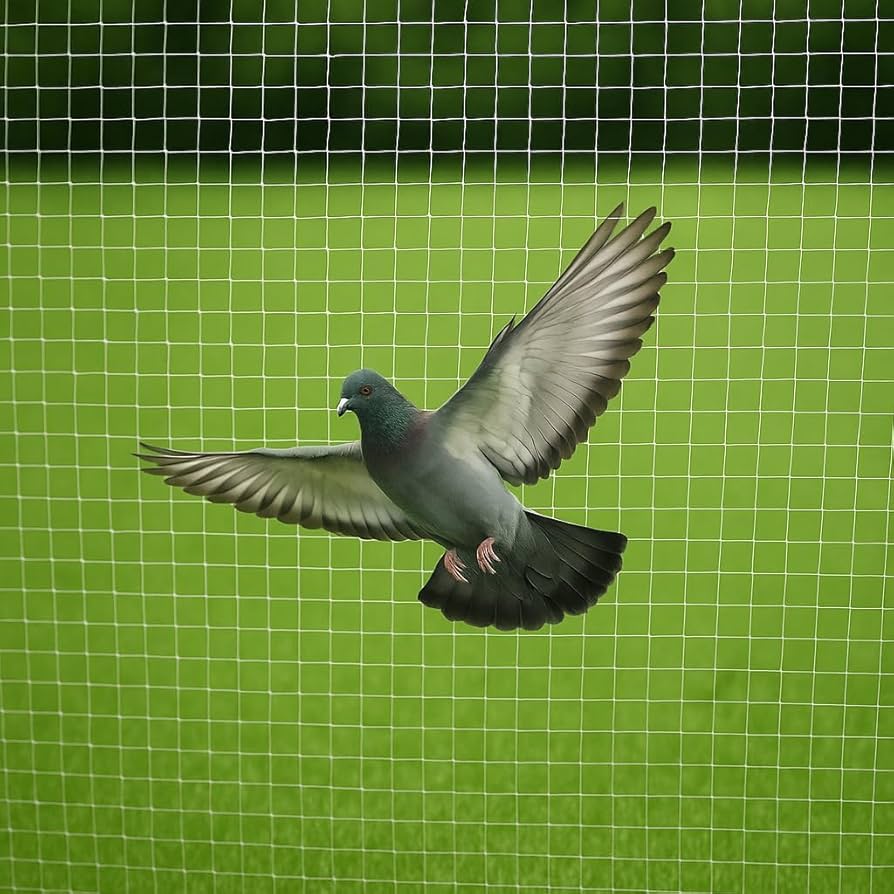 Bird netting installed on a balcony
