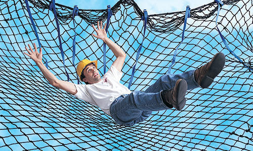 Safety net over an open area